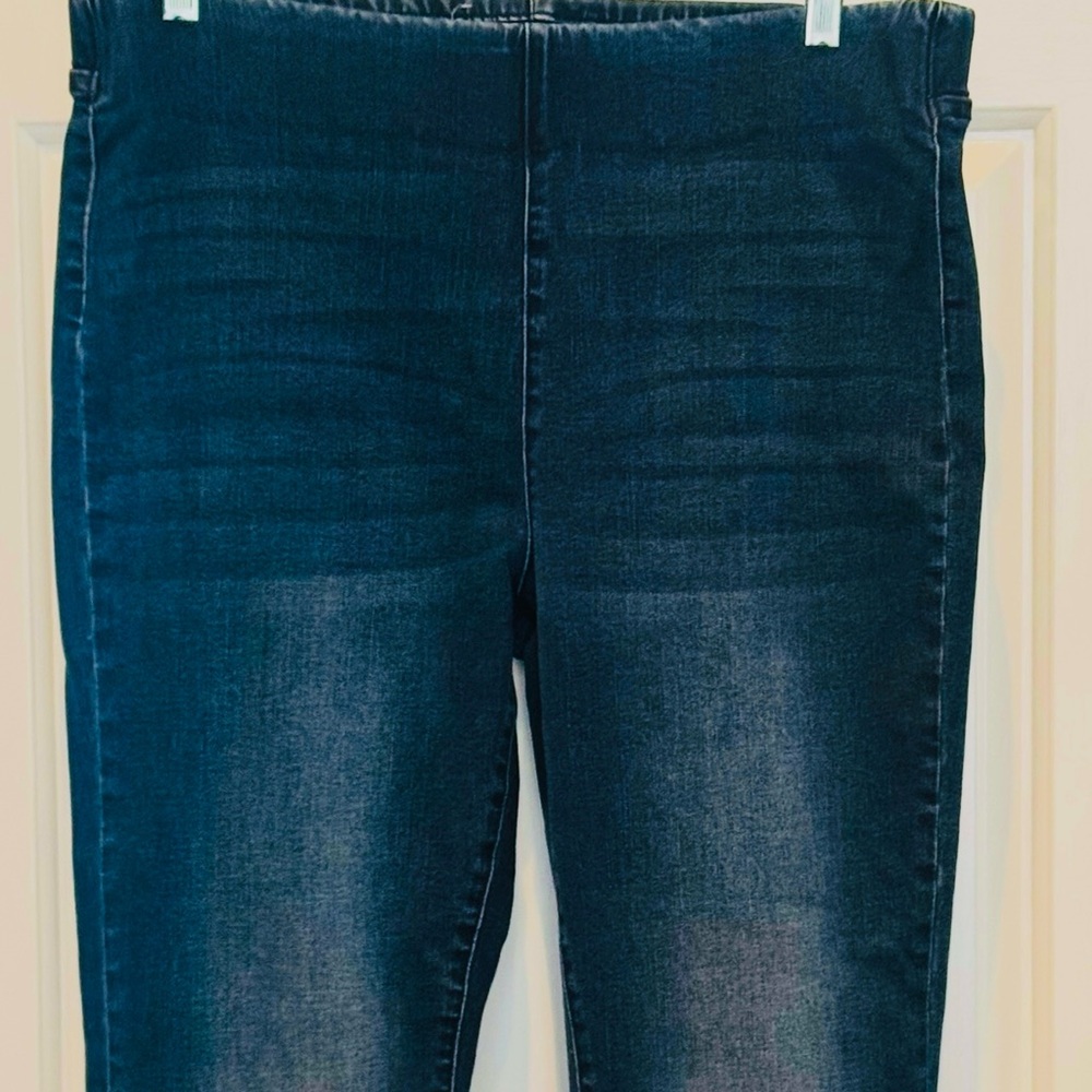 Soft Surroundings Jeans Women L Pull On High Rise  Wide Stretch Waistband COMFY